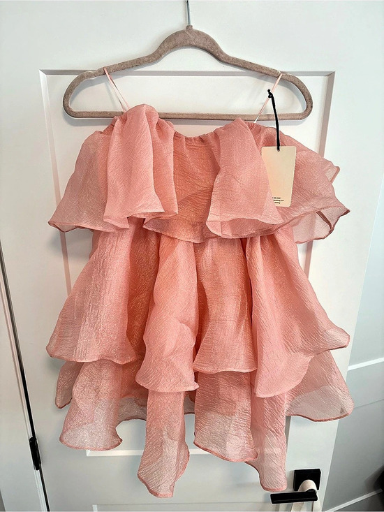 Klesis Dresses & Skirts - Klesis Ruffle Mini Dress in Pink Size Medium NWT